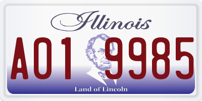 IL license plate A019985