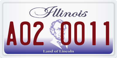 IL license plate A020011