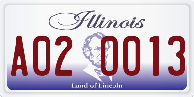 IL license plate A020013