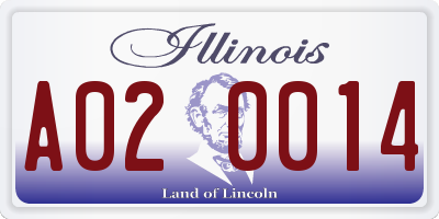 IL license plate A020014