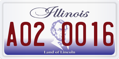 IL license plate A020016