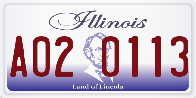 IL license plate A020113
