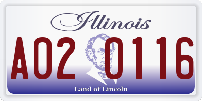 IL license plate A020116