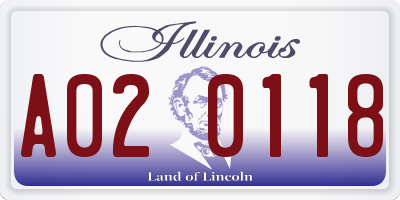 IL license plate A020118