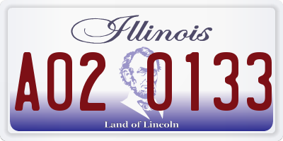 IL license plate A020133