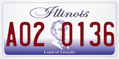 IL license plate A020136