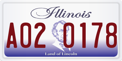 IL license plate A020178