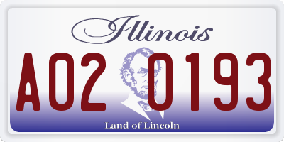 IL license plate A020193