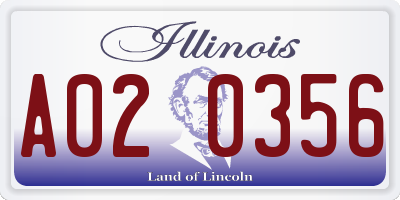 IL license plate A020356