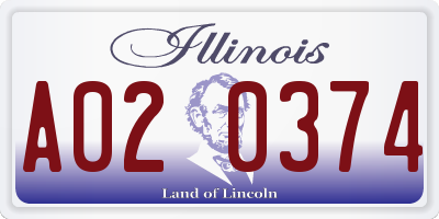 IL license plate A020374