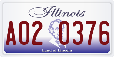 IL license plate A020376