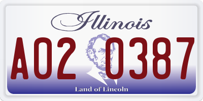 IL license plate A020387