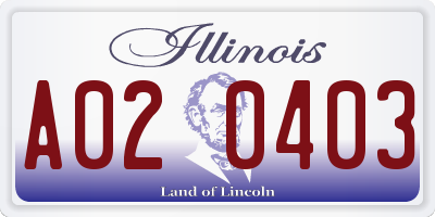 IL license plate A020403