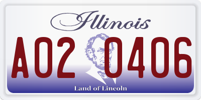 IL license plate A020406