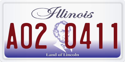 IL license plate A020411