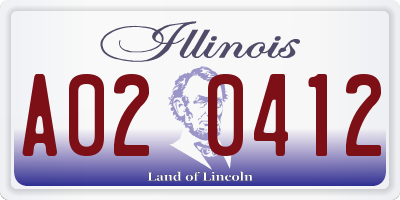 IL license plate A020412