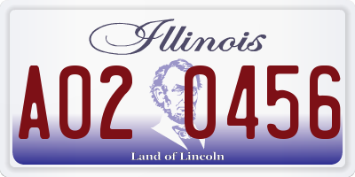 IL license plate A020456