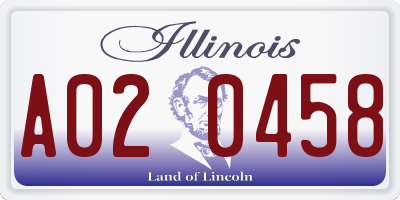 IL license plate A020458
