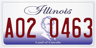 IL license plate A020463