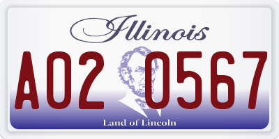 IL license plate A020567