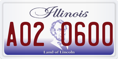 IL license plate A020600
