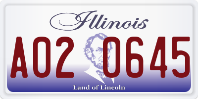 IL license plate A020645