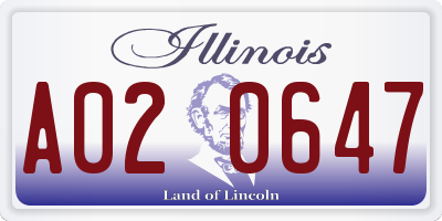 IL license plate A020647
