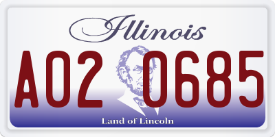 IL license plate A020685