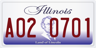 IL license plate A020701