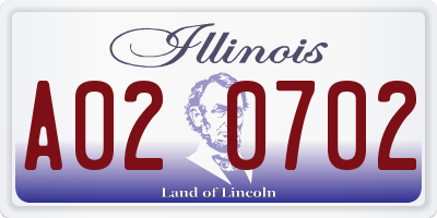 IL license plate A020702