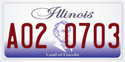 IL license plate A020703