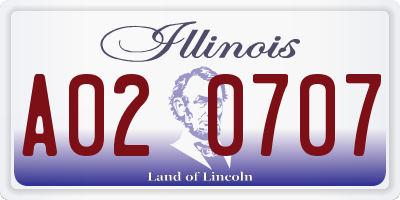 IL license plate A020707