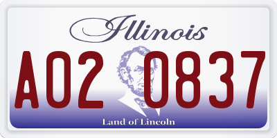 IL license plate A020837