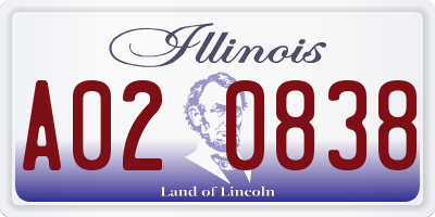 IL license plate A020838