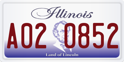 IL license plate A020852