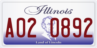 IL license plate A020892
