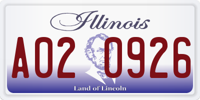IL license plate A020926