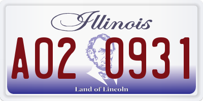 IL license plate A020931