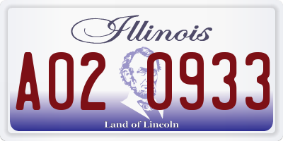 IL license plate A020933
