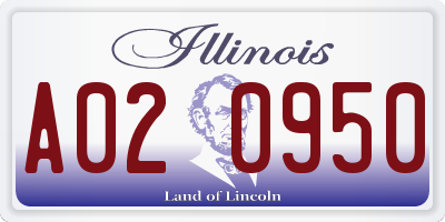 IL license plate A020950