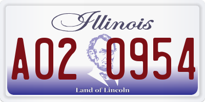 IL license plate A020954