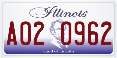 IL license plate A020962