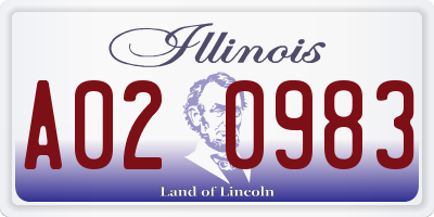 IL license plate A020983