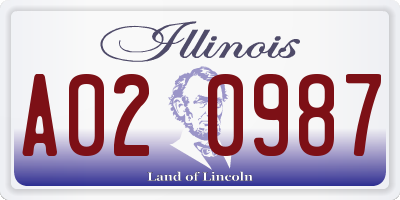 IL license plate A020987