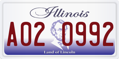 IL license plate A020992