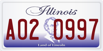 IL license plate A020997