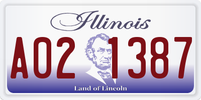 IL license plate A021387