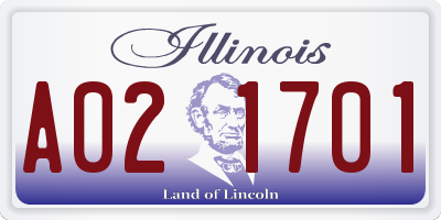 IL license plate A021701