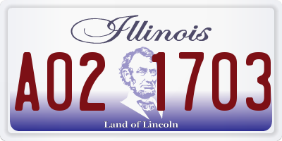 IL license plate A021703