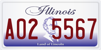 IL license plate A025567